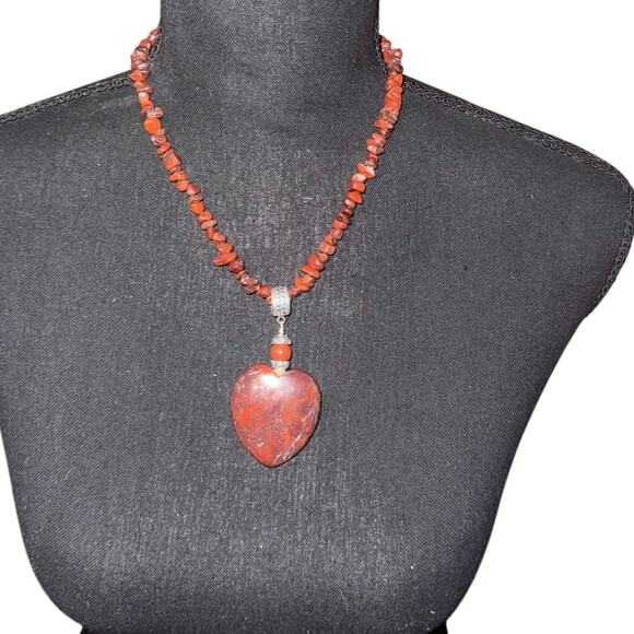 Vintage Jay King Mine Finds DTR 925 Silver Red Jasper Heart Pendant Necklace - Picture 11 of 14
